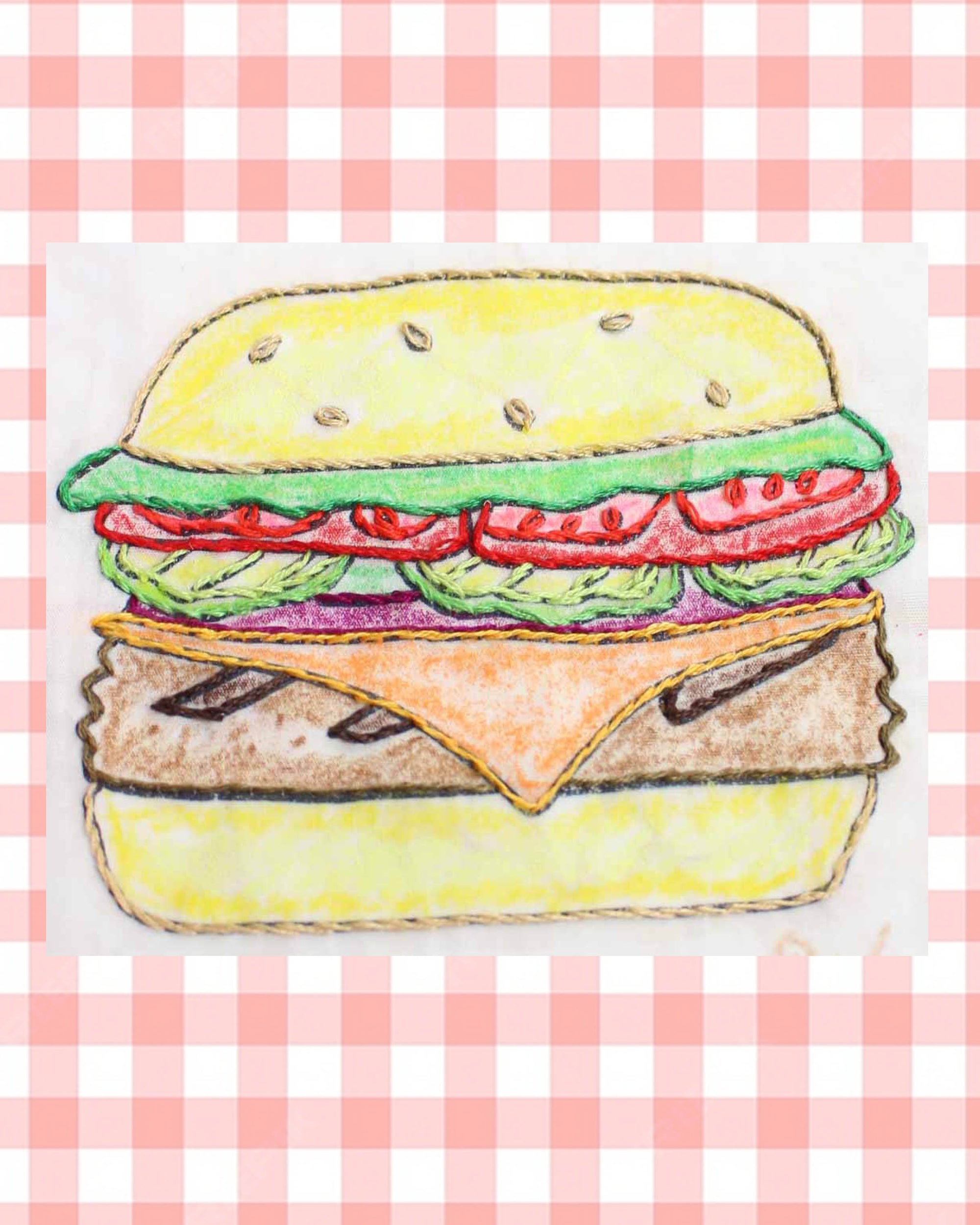 Burgers, Fries and Pizza Embroidery Pattern Download