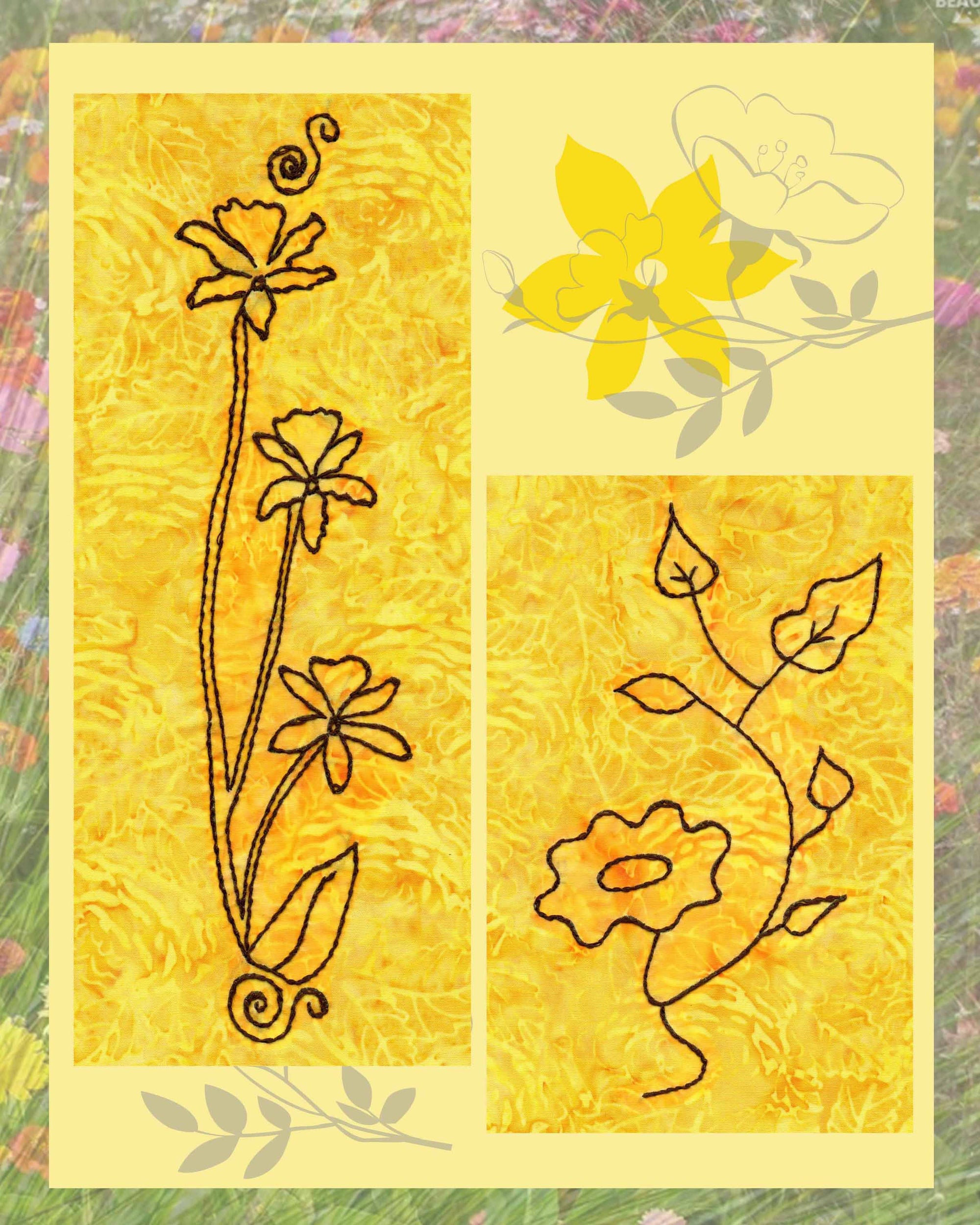 Flower Field Embroidery Pattern Download