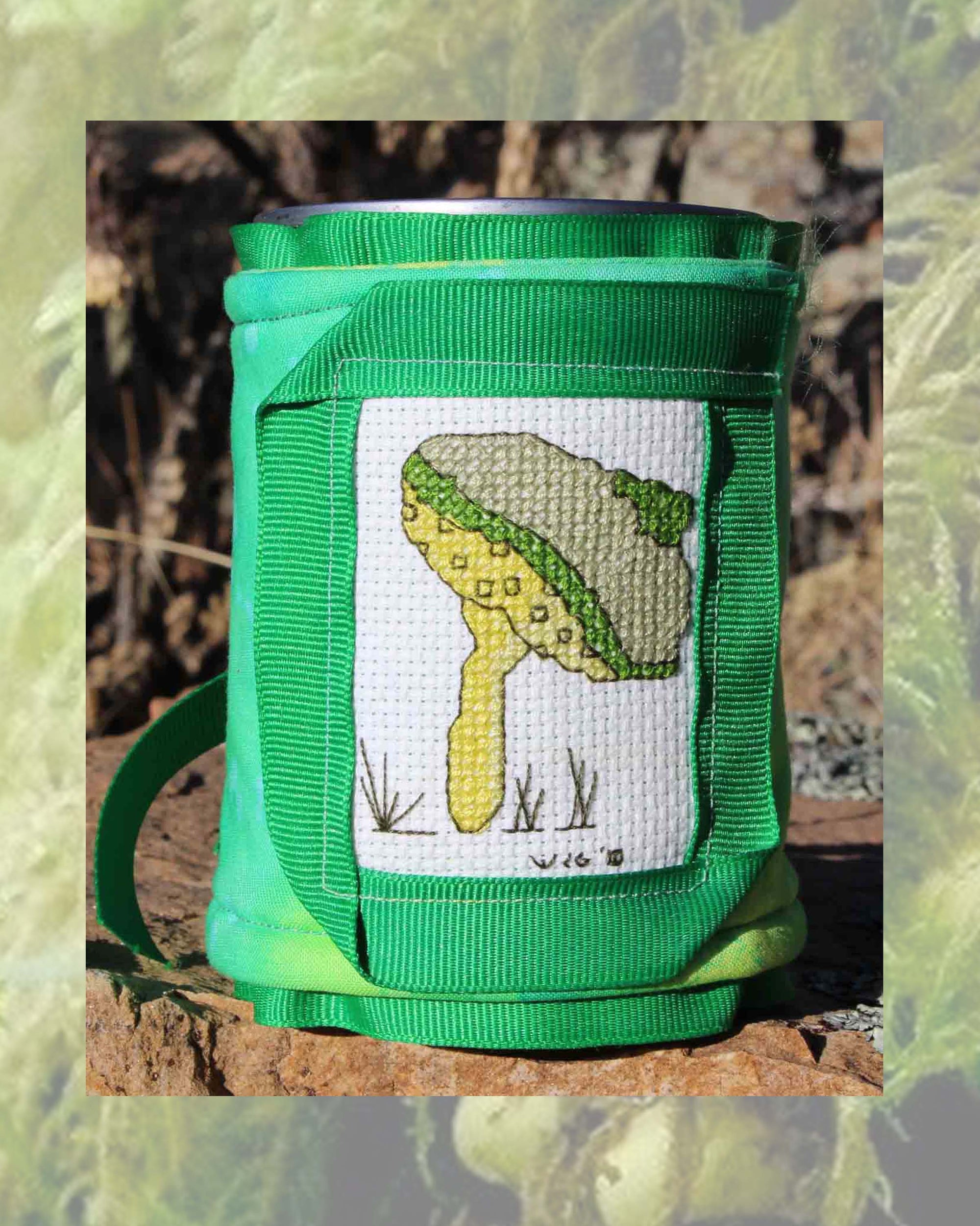 A Green Trich Mushroom Cross Stitch Pattern Digital PDF Download in the Dance of Mushrooms Collection at Raspberry Lane Crafts includes six mushrooms patterns by Wendy Christine American Artist made in the U.S.A.