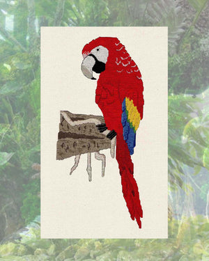 Scarlet Macaw on Clay Cliffs Cross Stitch Pattern Download