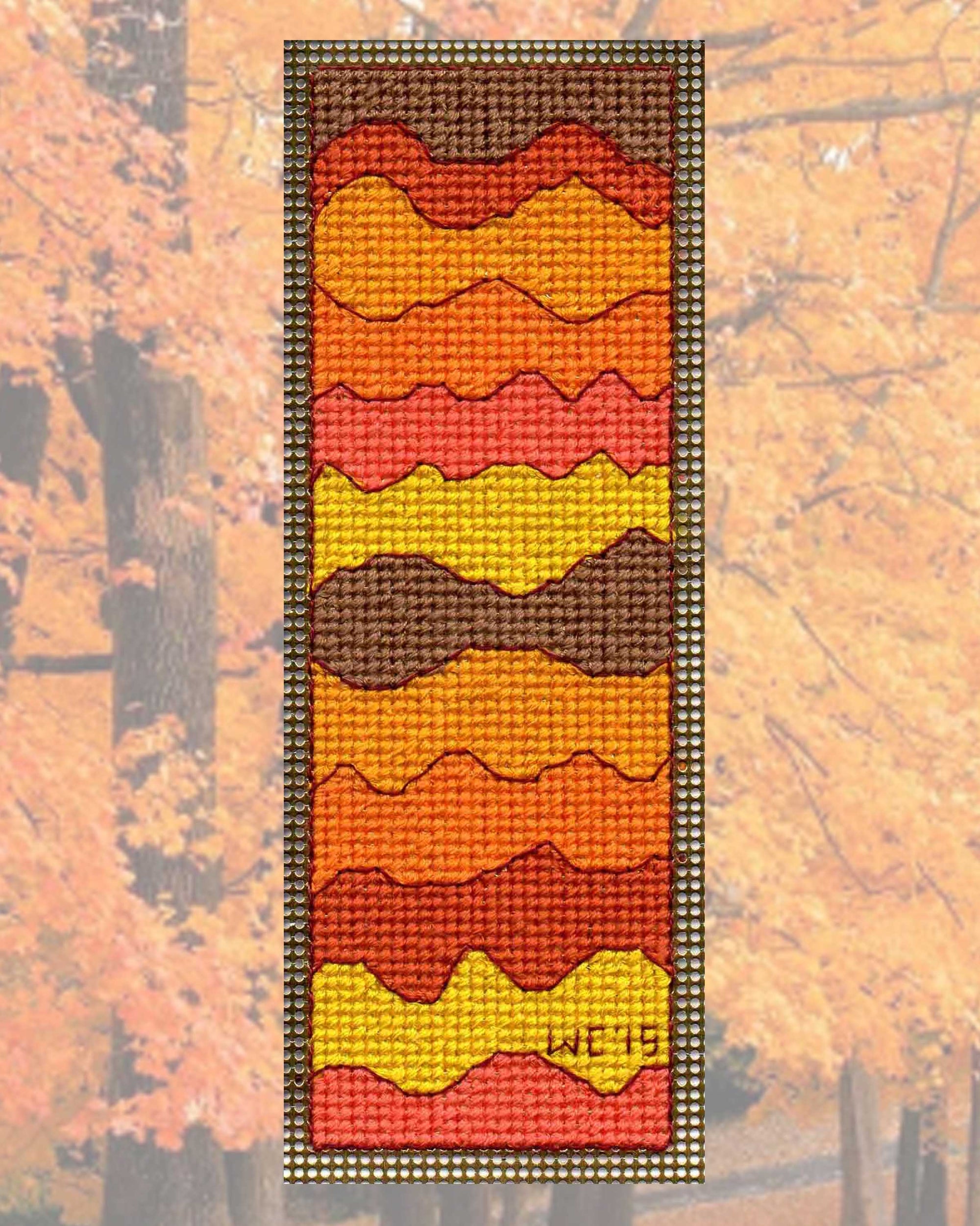 Orange Sunset Hills Bookmark Cross Stitch Pattern is one of five cross-stitch patterns in the Sea to Garden Bookmarks Pattern download PDF digital file no shipping by Wendy Christine at Raspberry Lane Crafts.  Thank you for your purchase!  International orders welcome