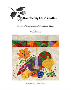 Seasonal Ornaments with Stained Glass Quilt (PDF Pattern)
