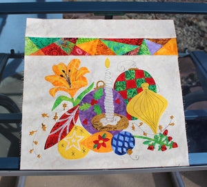 Seasonal Ornaments with Stained Glass Quilt (PDF Pattern)