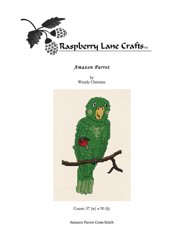 Amazon Parrot Cross Stitch Digital Pattern - Raspberry Lane Crafts