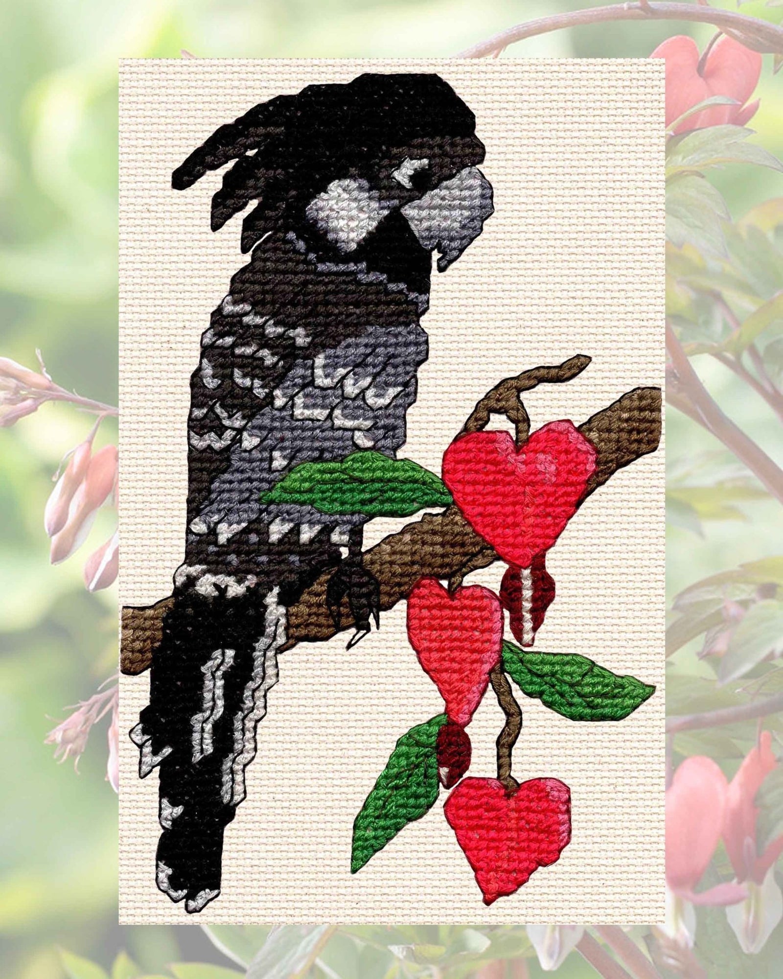 Black Cockatoo Cross Stitch Digital Pattern - Raspberry Lane Crafts