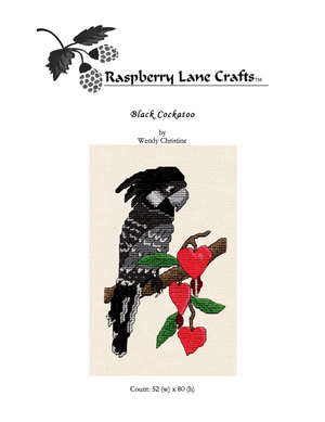 Black Cockatoo Cross Stitch Digital Pattern - Raspberry Lane Crafts