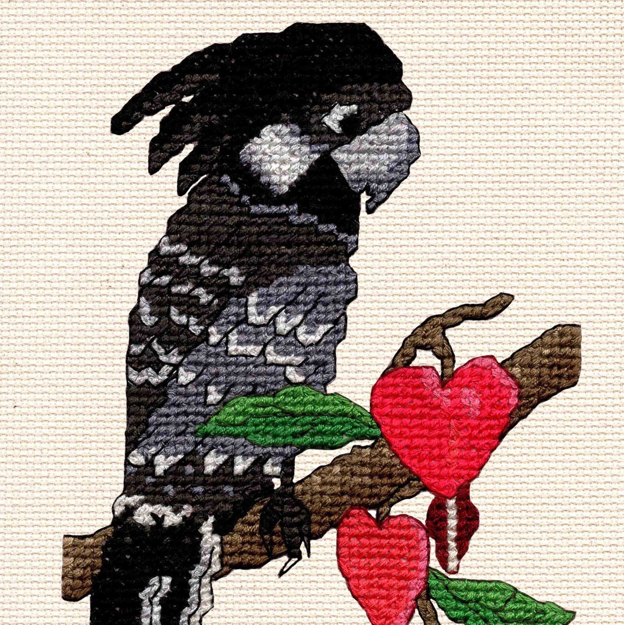 Black Cockatoo Cross Stitch Digital Pattern - Raspberry Lane Crafts