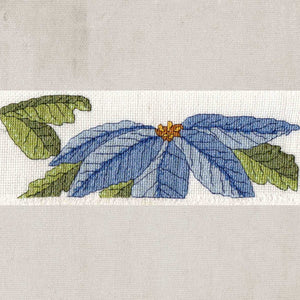 Blue Poinsettia Towel Cross Stitch Pattern Download - Raspberry Lane Crafts