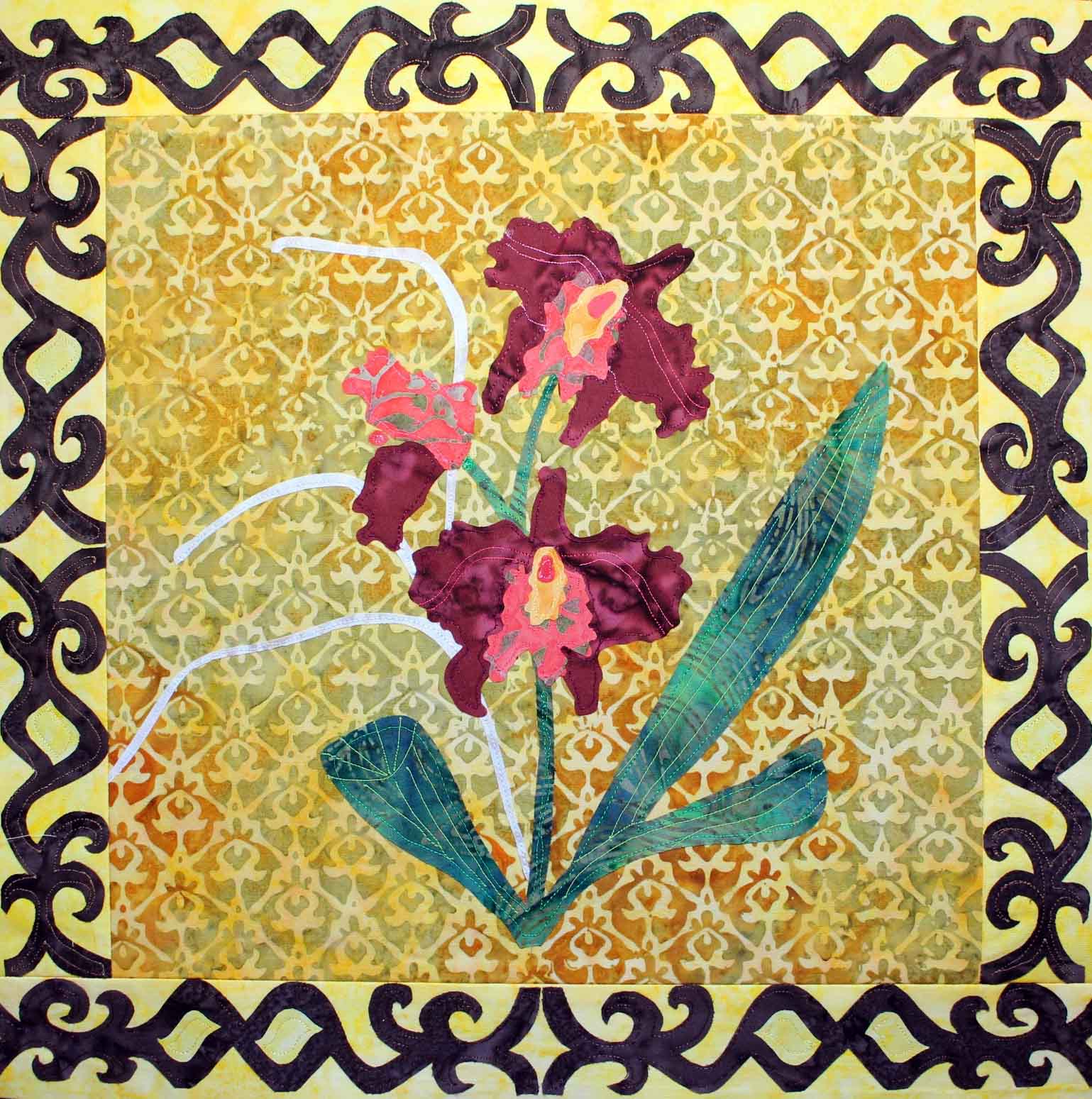 Burgundy Bliss Orchid Quilt Pattern Download - Raspberry Lane Crafts