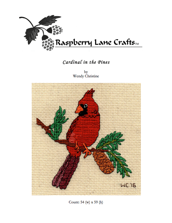Cardinal in the Pines Cross Stitch Pattern Download - Raspberry Lane Crafts