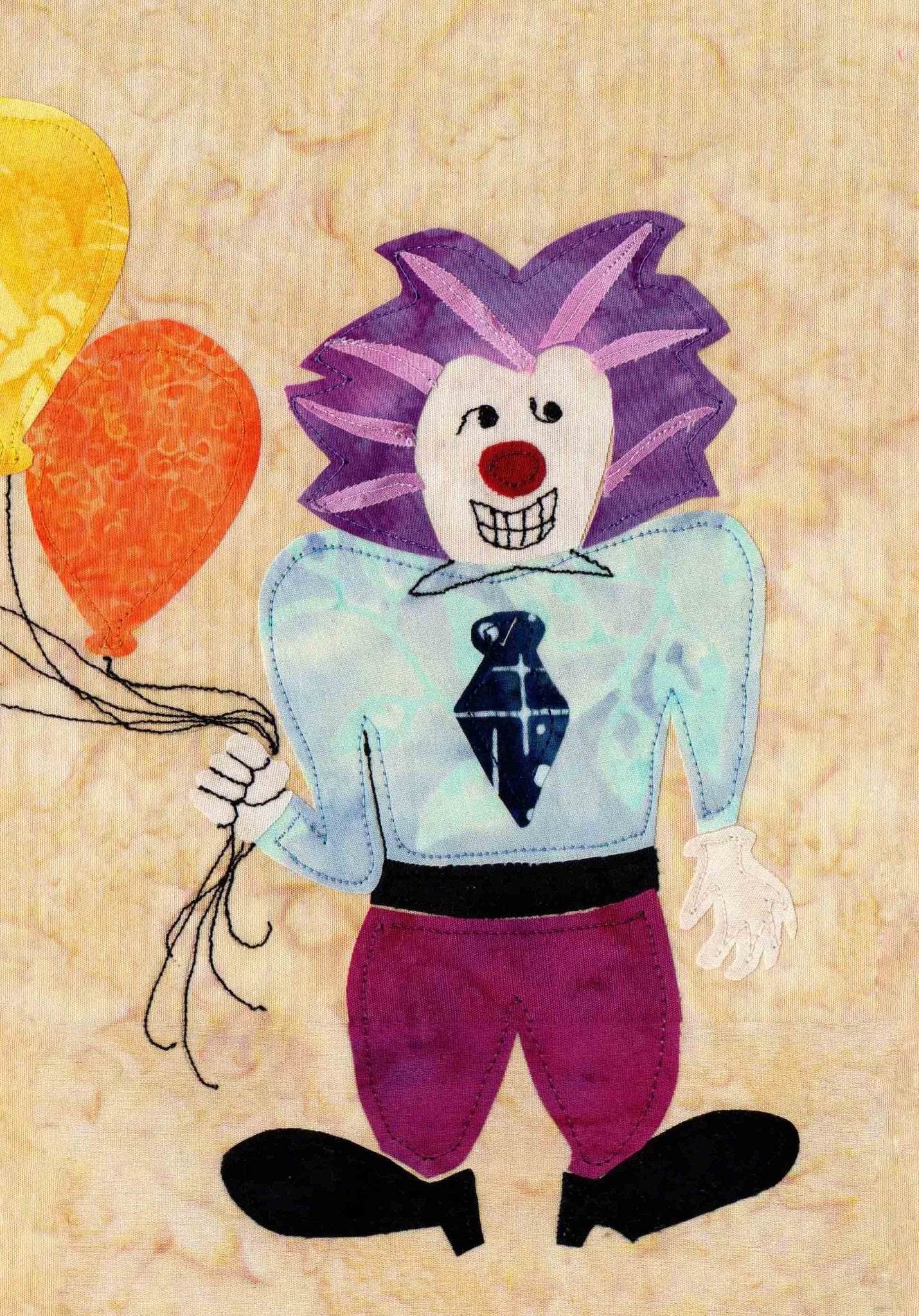 Clown with Stained Glass Quilt Pattern Download - Raspberry Lane Crafts