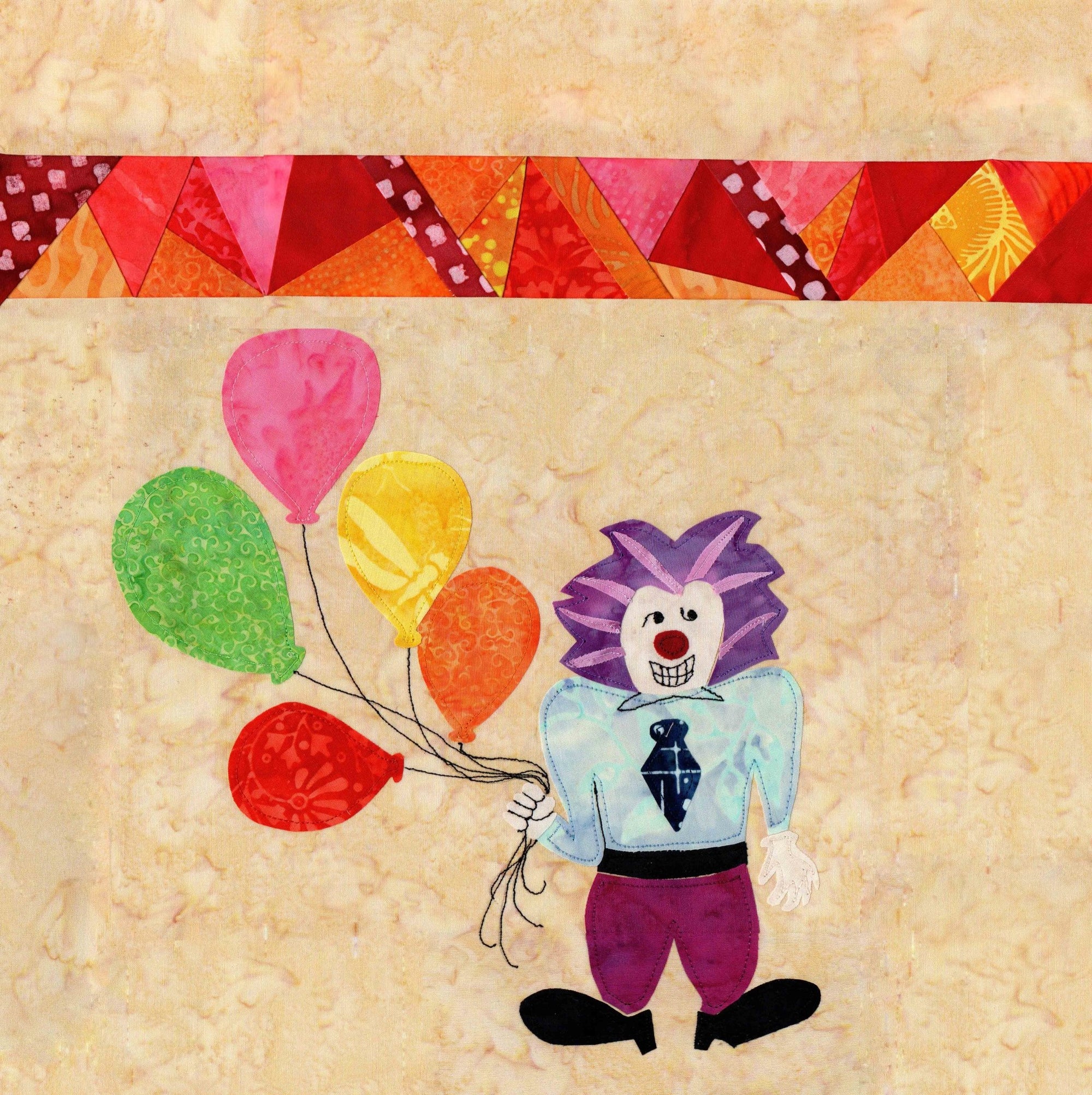 Clown with Stained Glass Quilt Pattern Download - Raspberry Lane Crafts