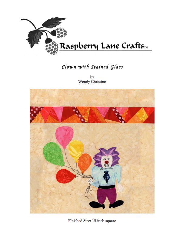 Clown with Stained Glass Quilt Pattern Download - Raspberry Lane Crafts