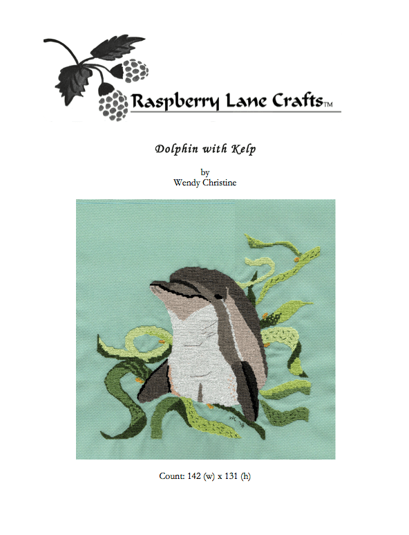 Dolphin with Kelp Cross Stitch Pattern Download - Raspberry Lane Crafts