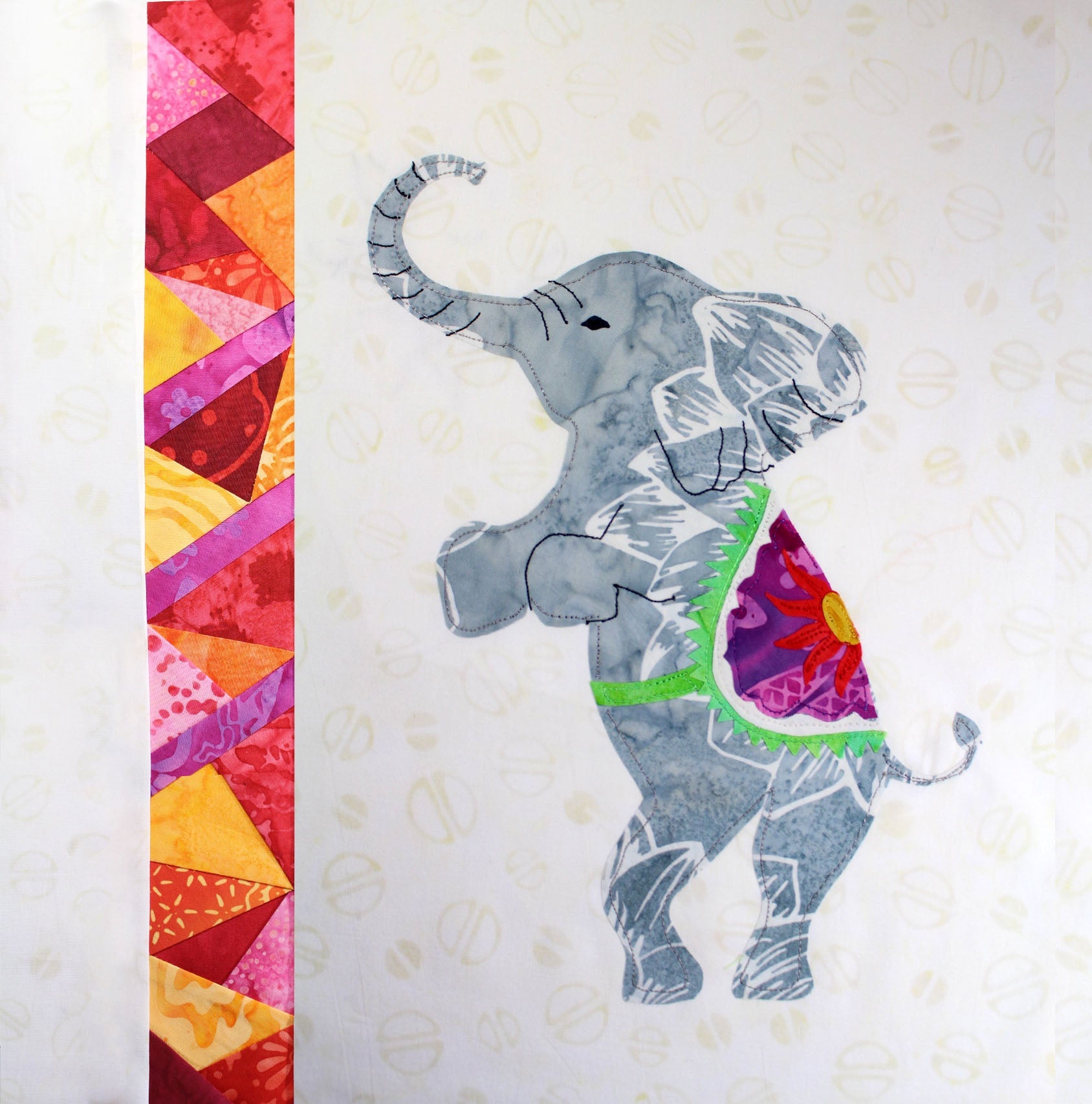 Elephant with Stained Glass Quilt Pattern Download - Raspberry Lane Crafts