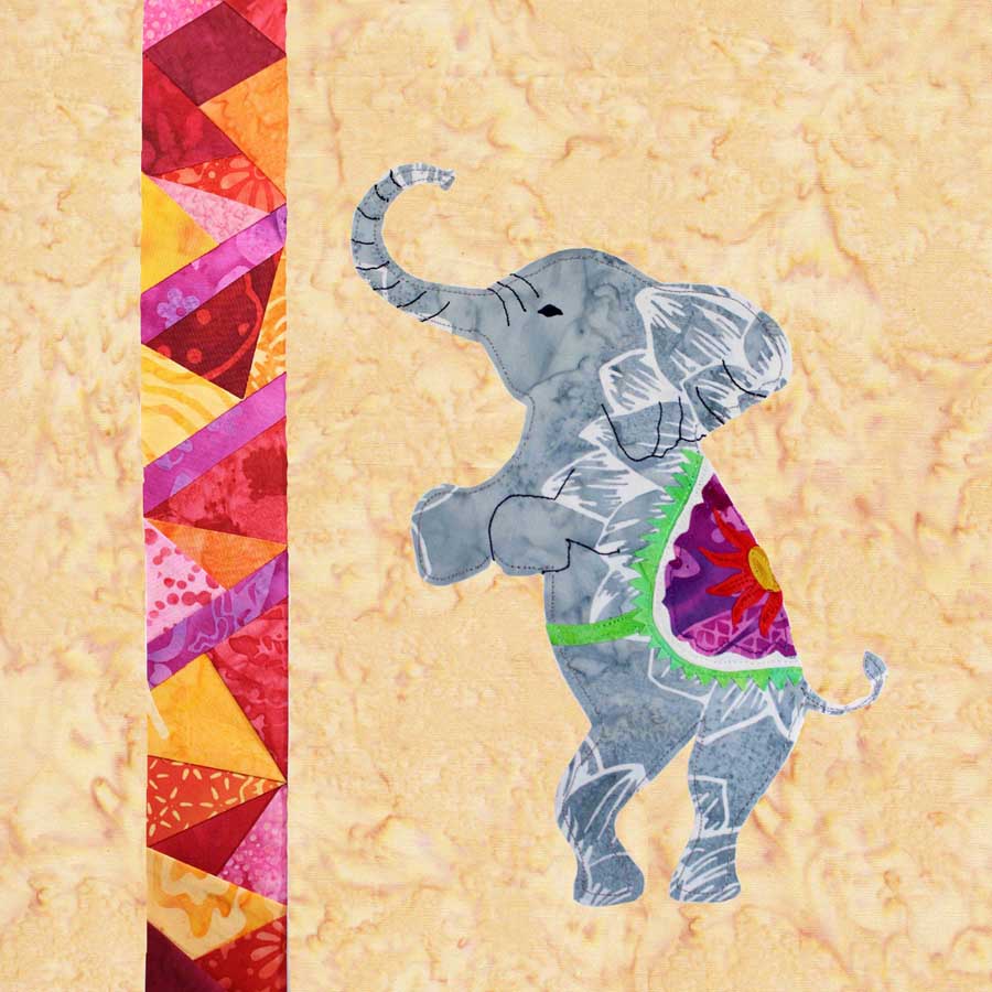 Elephant with Stained Glass Quilt Pattern Download - Raspberry Lane Crafts