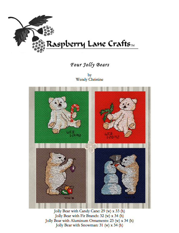 Four Jolly Bears Cross Stitch Pattern Download - Raspberry Lane Crafts
