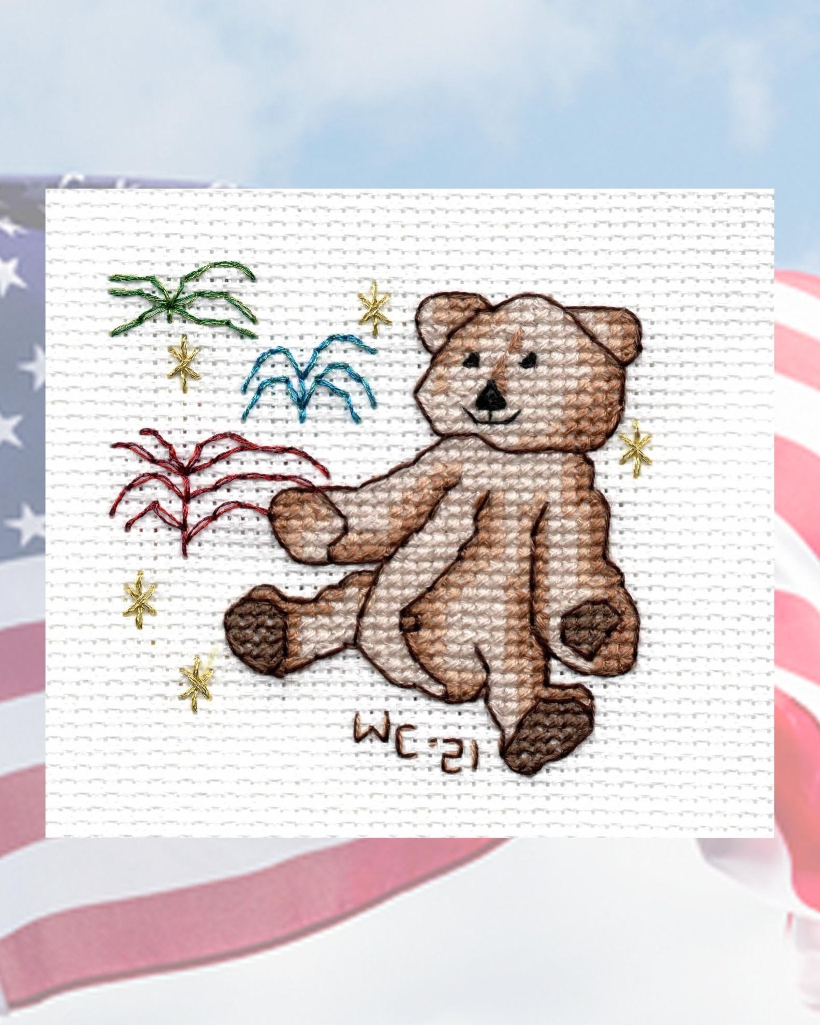 Four Patriotic Bears Cross Stitch Pattern Download - Raspberry Lane Crafts