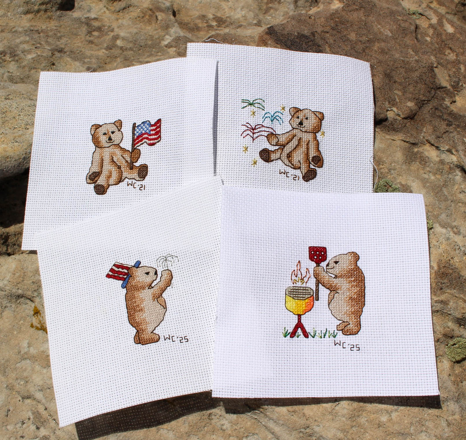 Four Patriotic Bears Cross Stitch Pattern Download - Raspberry Lane Crafts