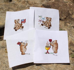 Four Patriotic Bears Cross Stitch Pattern Download - Raspberry Lane Crafts