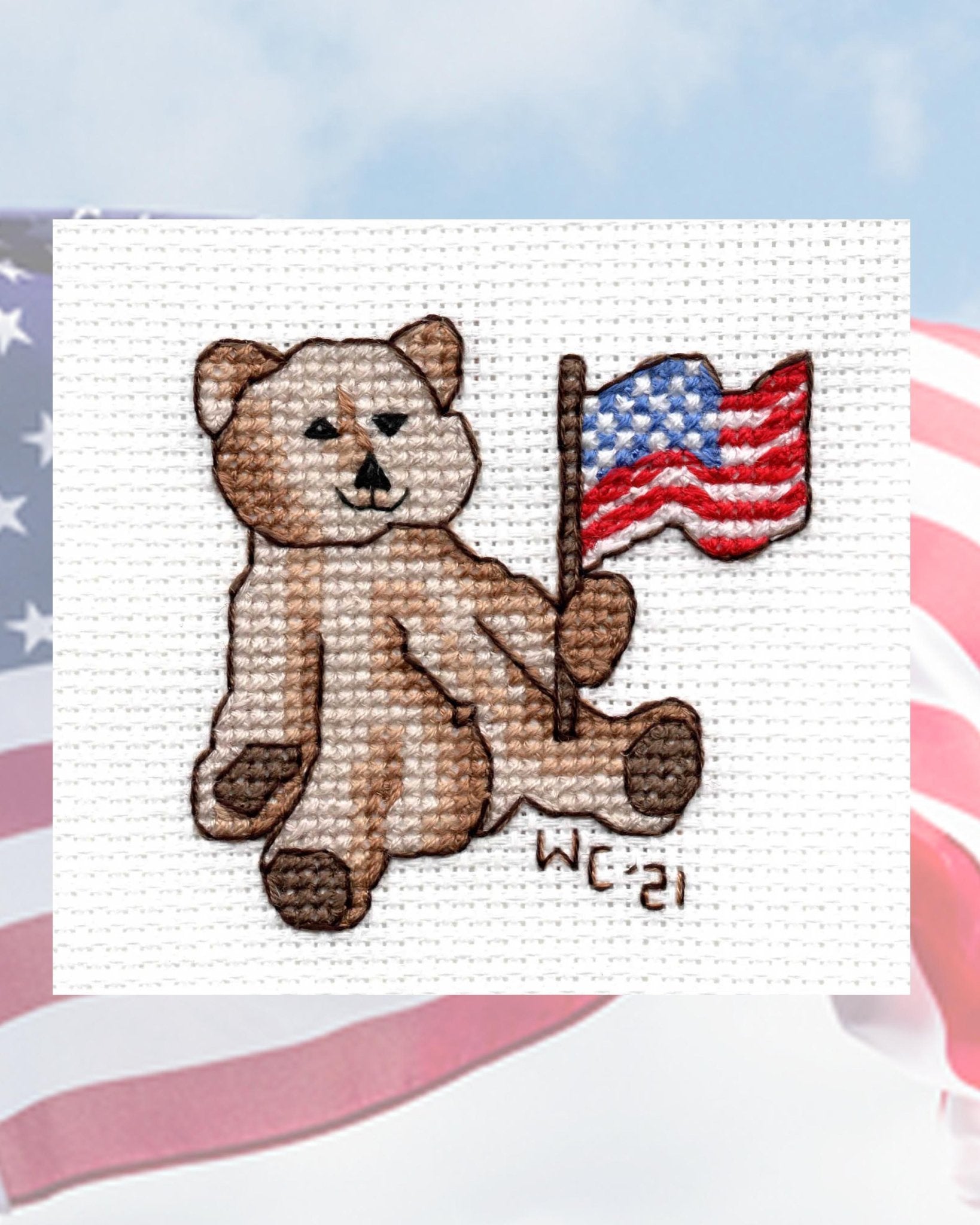 Four Patriotic Bears Cross Stitch Pattern Download - Raspberry Lane Crafts