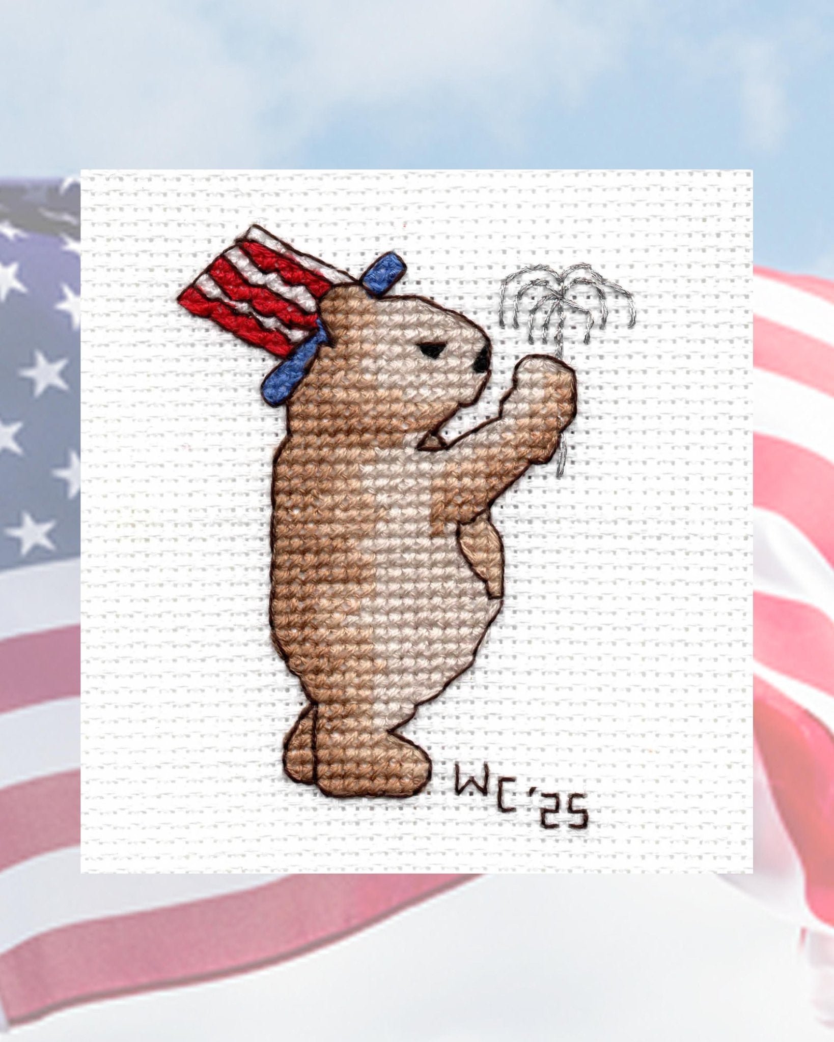 Four Patriotic Bears Cross Stitch Pattern Download - Raspberry Lane Crafts