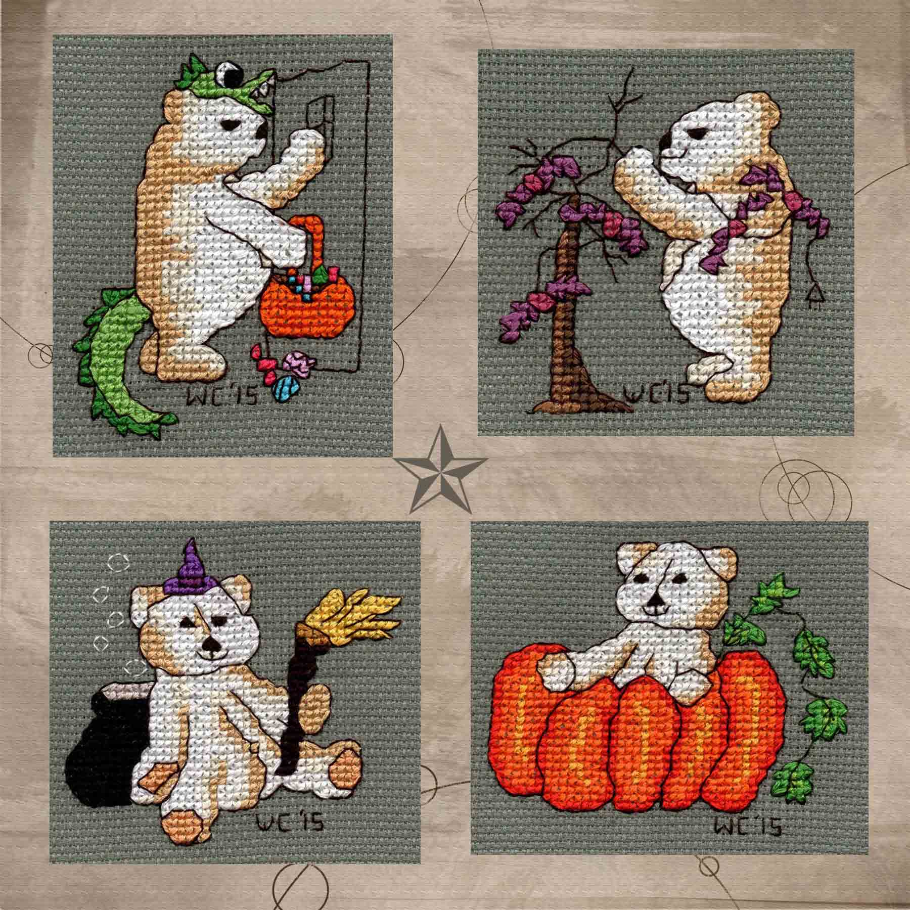 Four Scary Bears Cross Stitch Pattern Download - Raspberry Lane Crafts