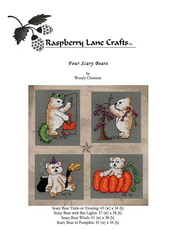 Four Scary Bears Cross Stitch Pattern Download - Raspberry Lane Crafts