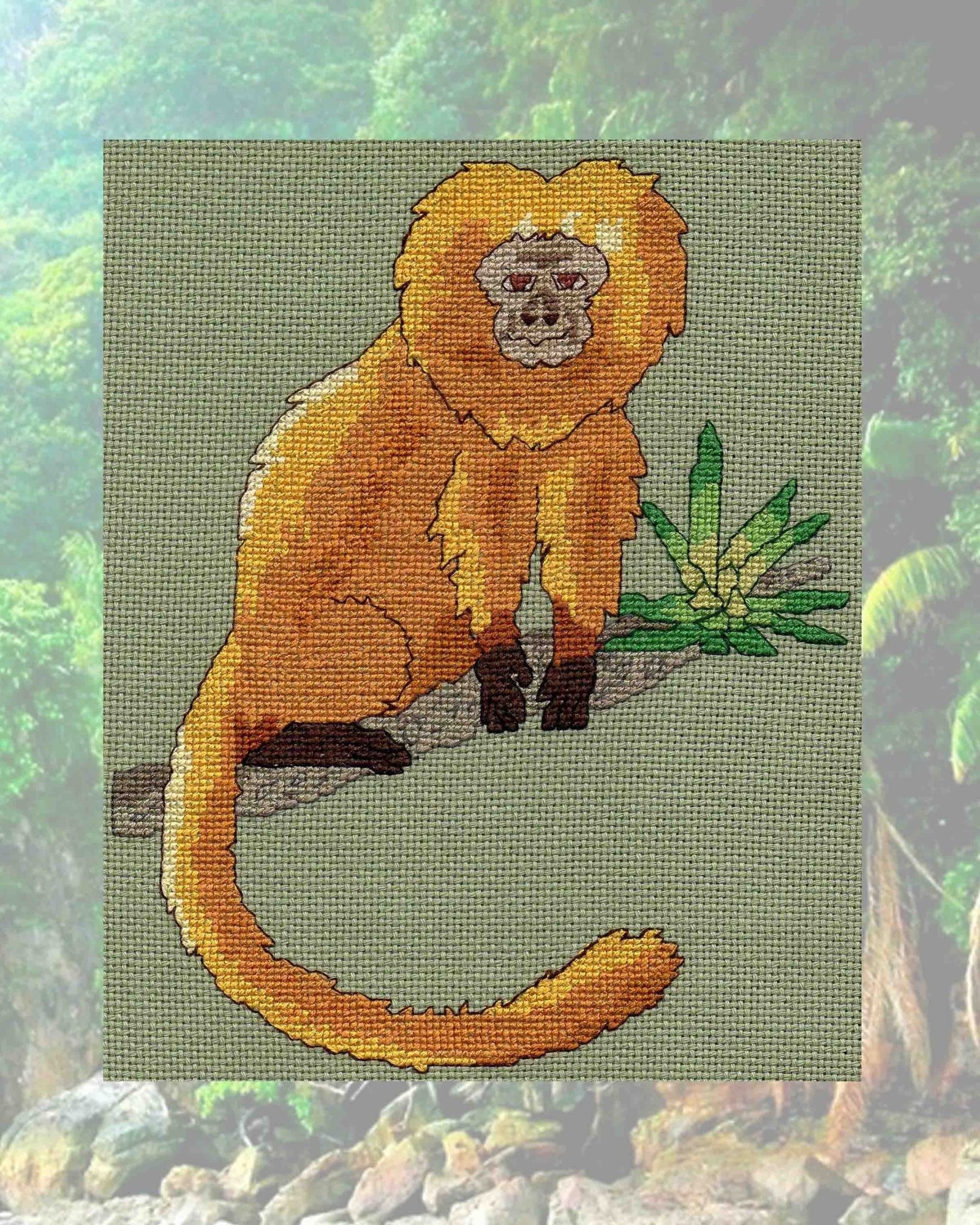 Golden Lion Tamarin Cross Stitch Pattern Download - Raspberry Lane Crafts