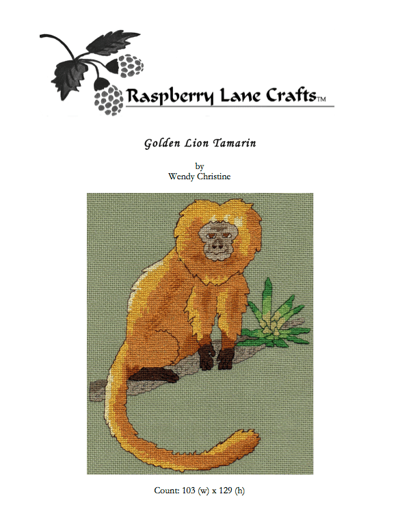 Golden Lion Tamarin Cross Stitch Pattern Download - Raspberry Lane Crafts