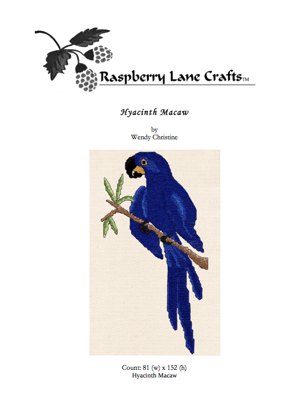 Hyacinth Macaw Cross Stitch Pattern Download - Raspberry Lane Crafts