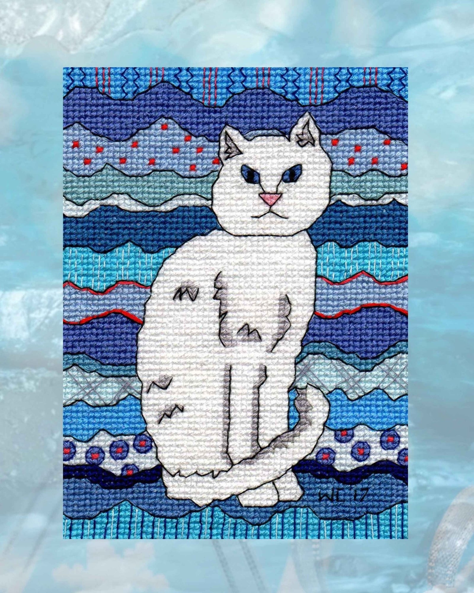 Ice Cat Cross Stitch Pattern Download - Raspberry Lane Crafts