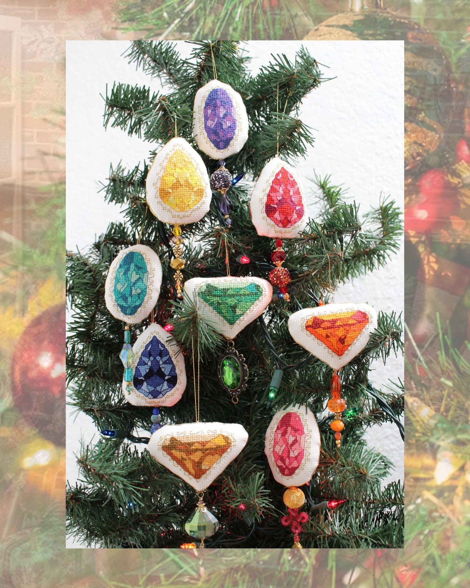 Jewel Ornaments Cross Stitch Pattern Download - Raspberry Lane Crafts