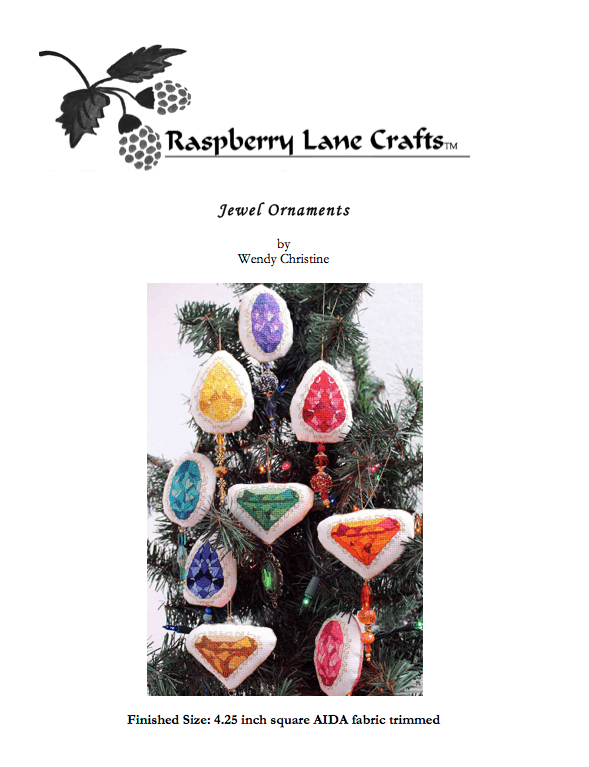 Jewel Ornaments Cross Stitch Pattern Download - Raspberry Lane Crafts