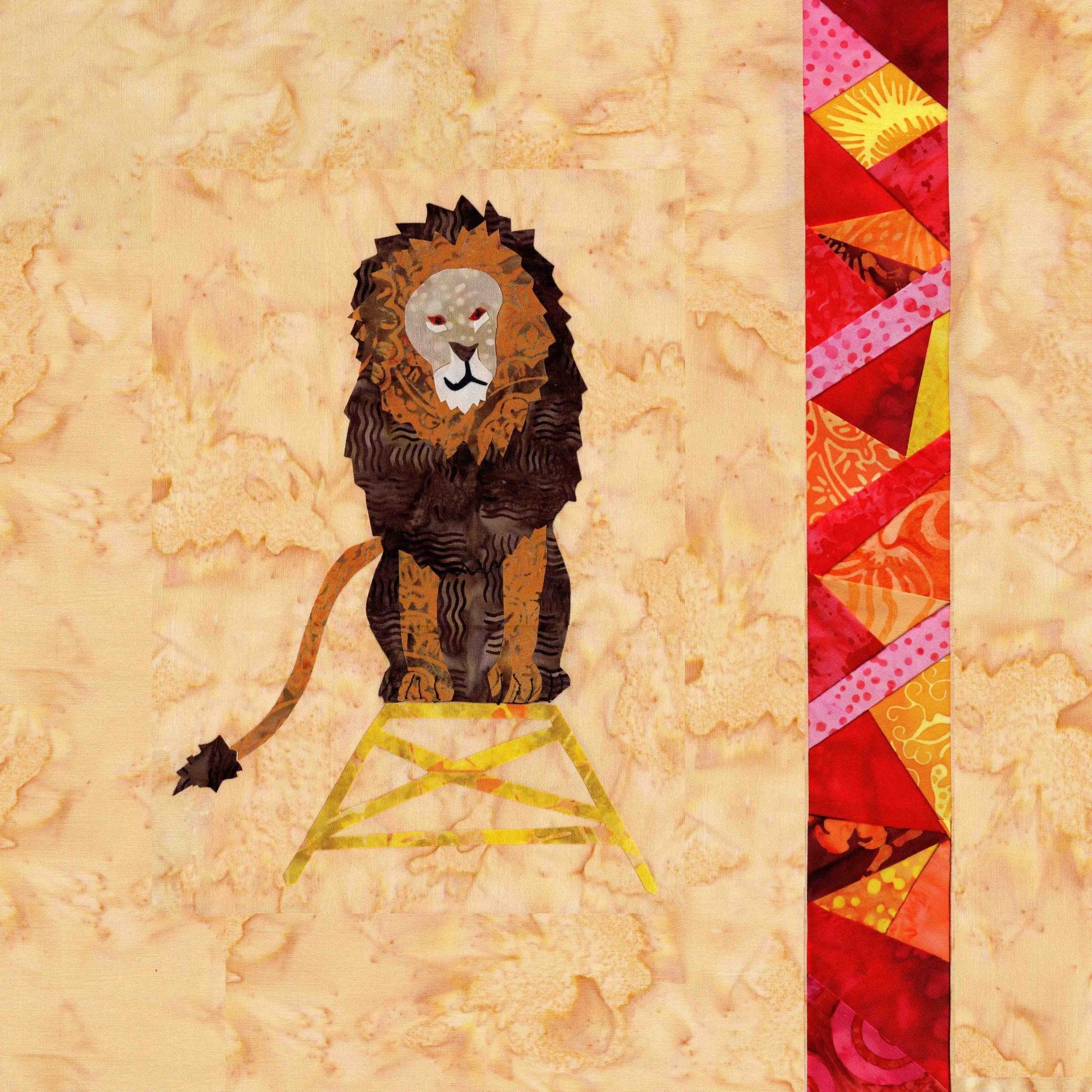 Lion with Stained Glass Quilt Pattern Download - Raspberry Lane Crafts