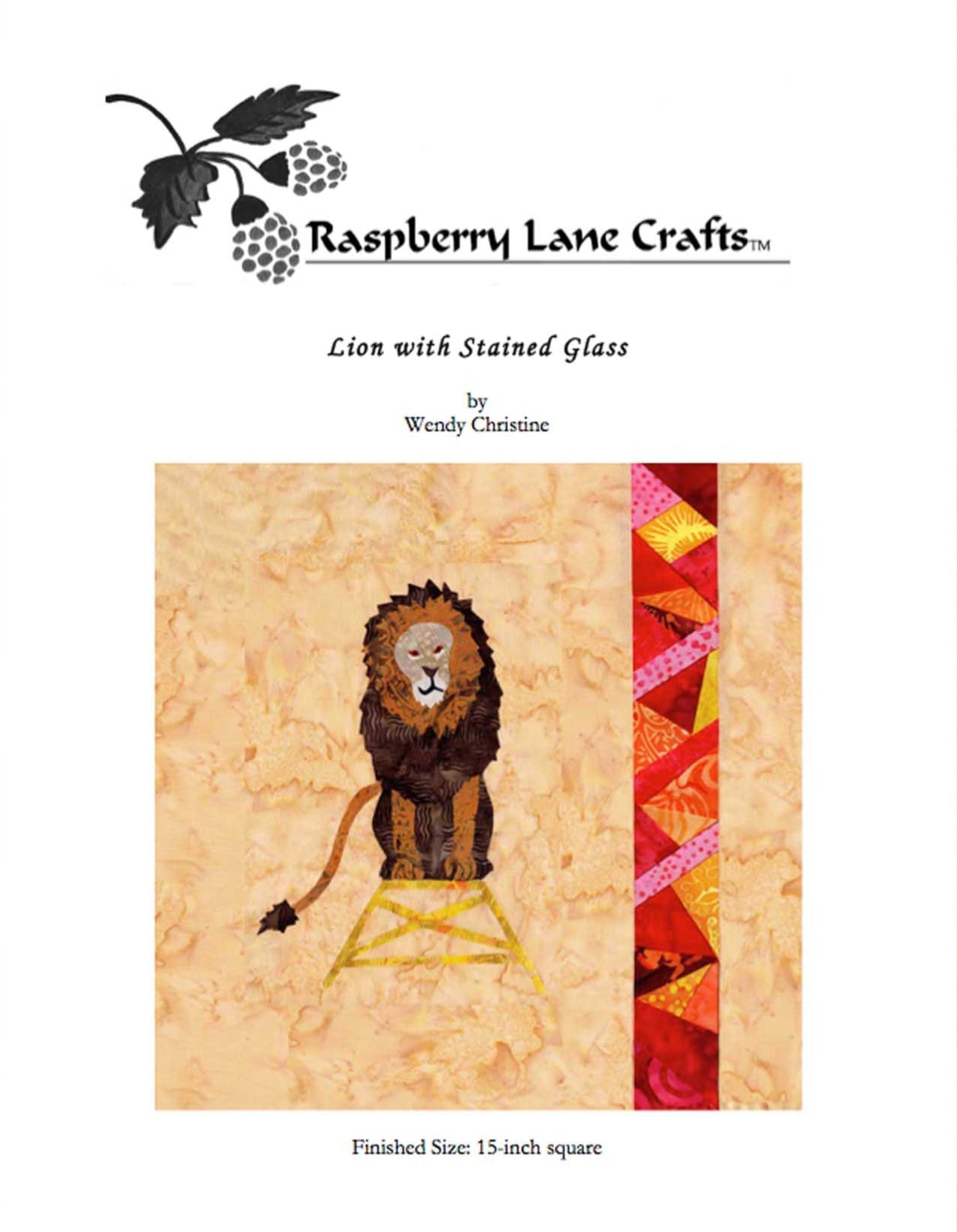 Lion with Stained Glass Quilt Pattern Download - Raspberry Lane Crafts