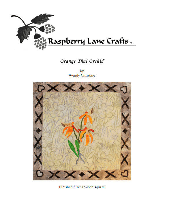Orange Thai Orchid Quilt Pattern Download - Raspberry Lane Crafts