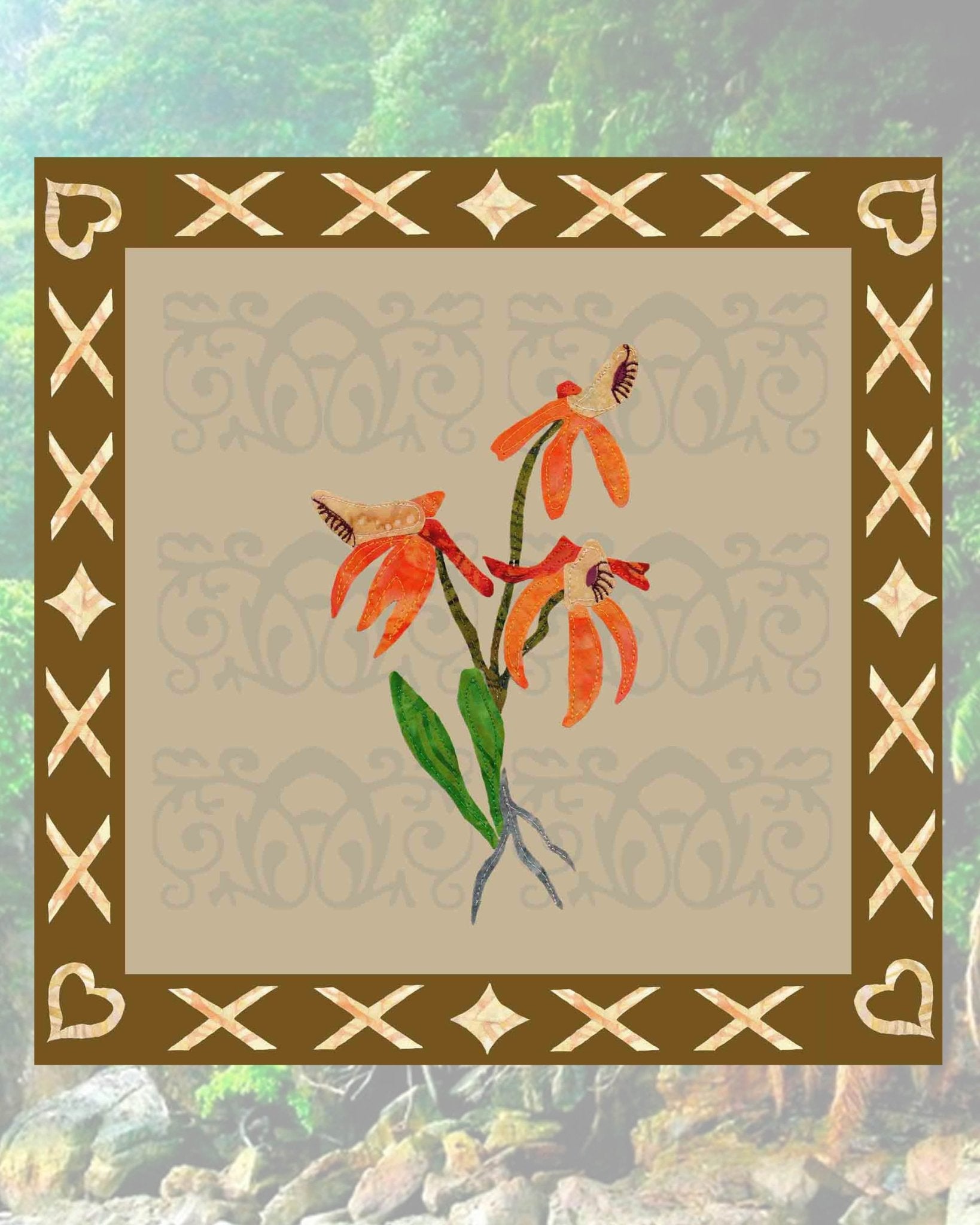 Orange Thai Orchid Quilt Pattern Download - Raspberry Lane Crafts