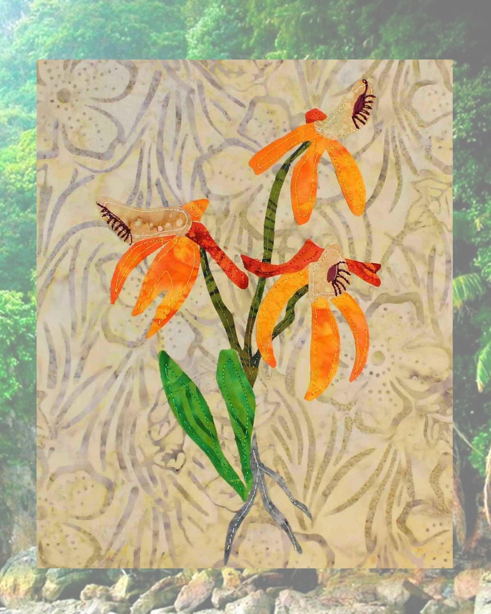 Orange Thai Orchid Quilt Pattern Download - Raspberry Lane Crafts