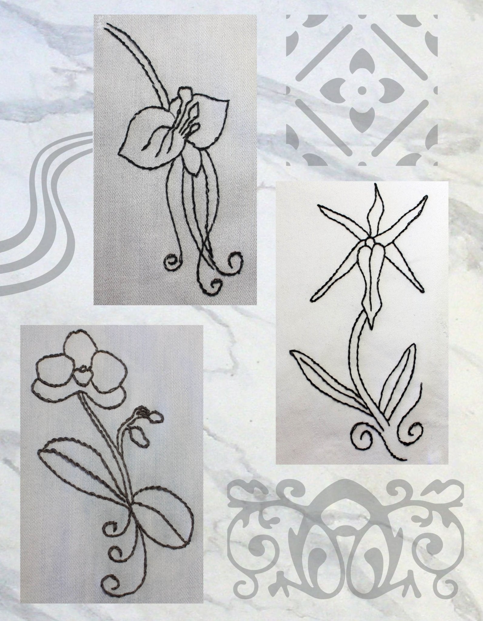 Orchid Fragrance Embroidery Pattern Download - Raspberry Lane Crafts