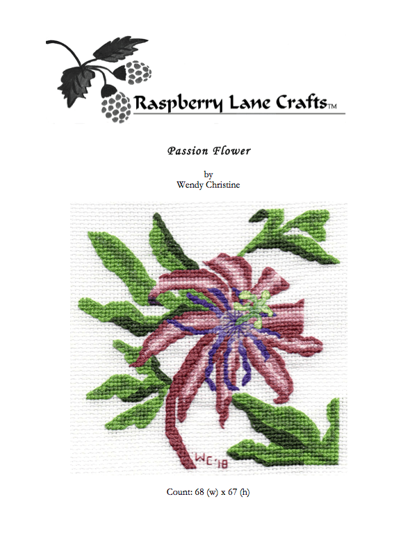 Passion Flower Cross Stitch Pattern Download - Raspberry Lane Crafts