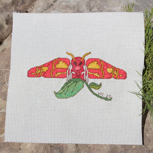 Pink Moth Cross Stitch Pattern Download - Raspberry Lane Crafts