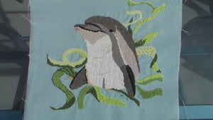 Dolphin with Kelp Cross Stitch (PDF Pattern)