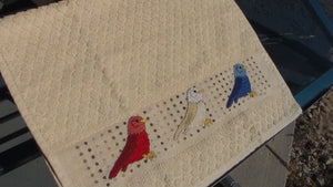 Red, White and Blue Birds Cross Stitch Towel (PDF Pattern)
