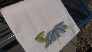 Blue Poinsettia Towel Cross Stitch (PDF Pattern)