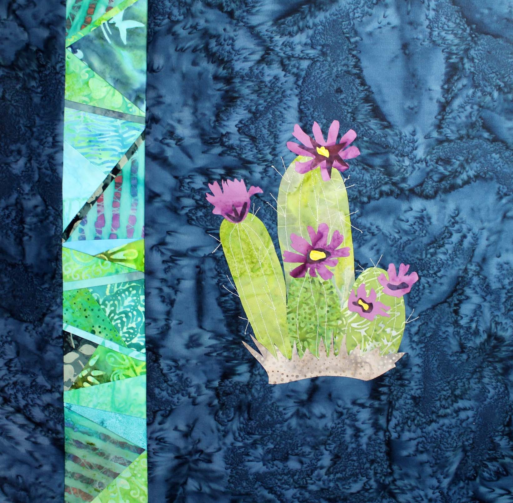 Purple Cactus with Stained Glass Quilt Pattern Download - Raspberry Lane Crafts