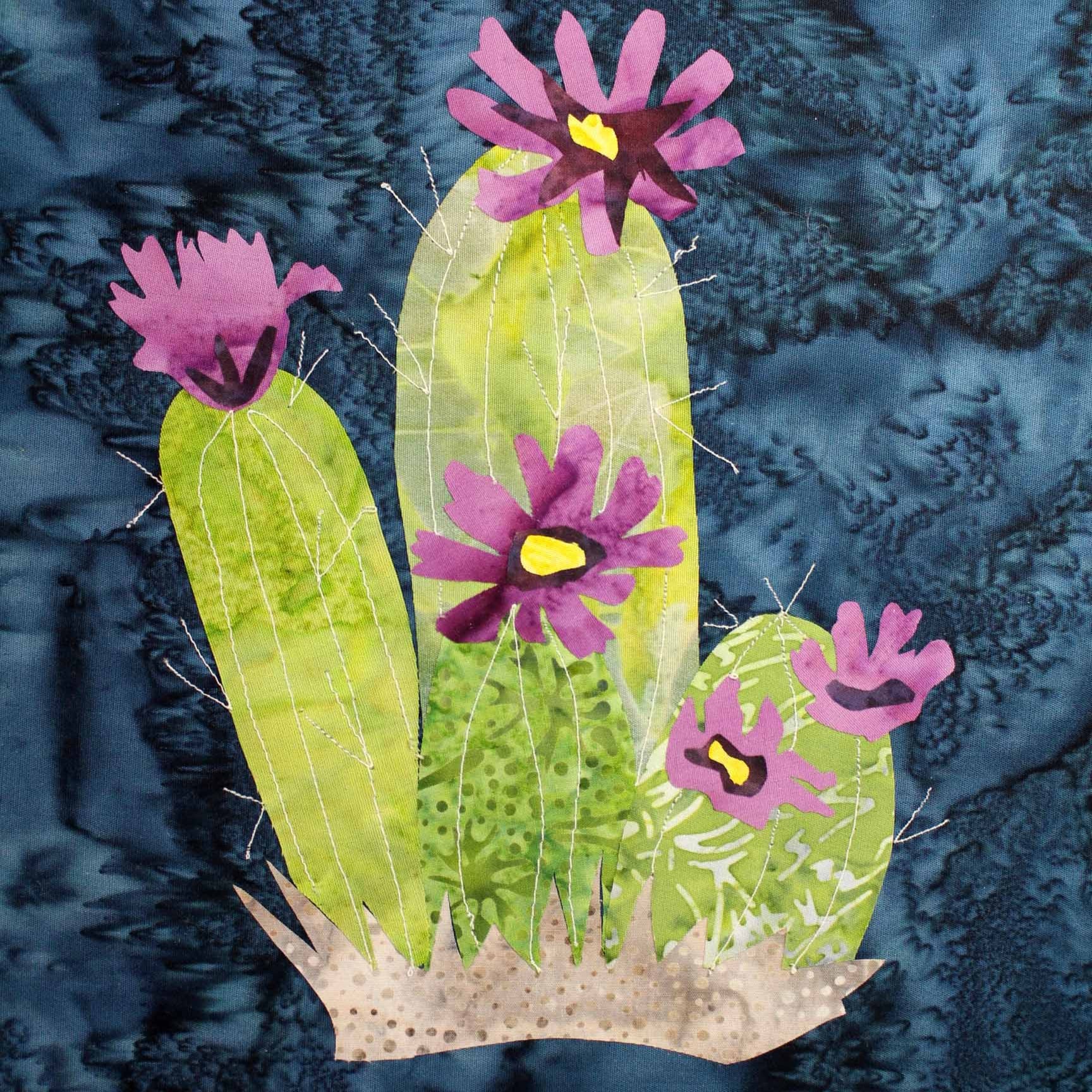 Purple Cactus with Stained Glass Quilt Pattern Download - Raspberry Lane Crafts