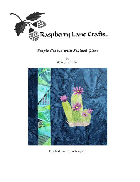 Purple Cactus with Stained Glass Quilt Pattern Download - Raspberry Lane Crafts