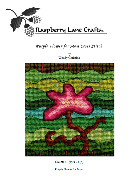 Purple Flower for Mom Cross Stitch Pattern Download - Raspberry Lane Crafts