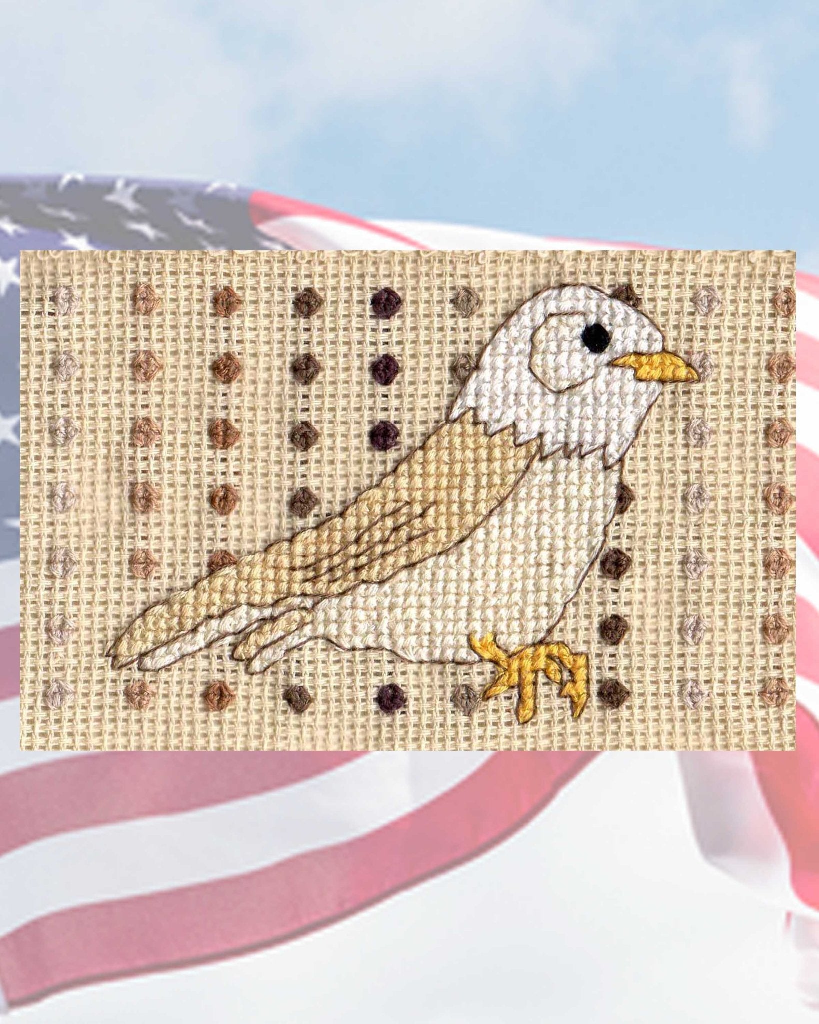 Red, White and Blue Birds Cross Stitch Towel Pattern Download - Raspberry Lane Crafts